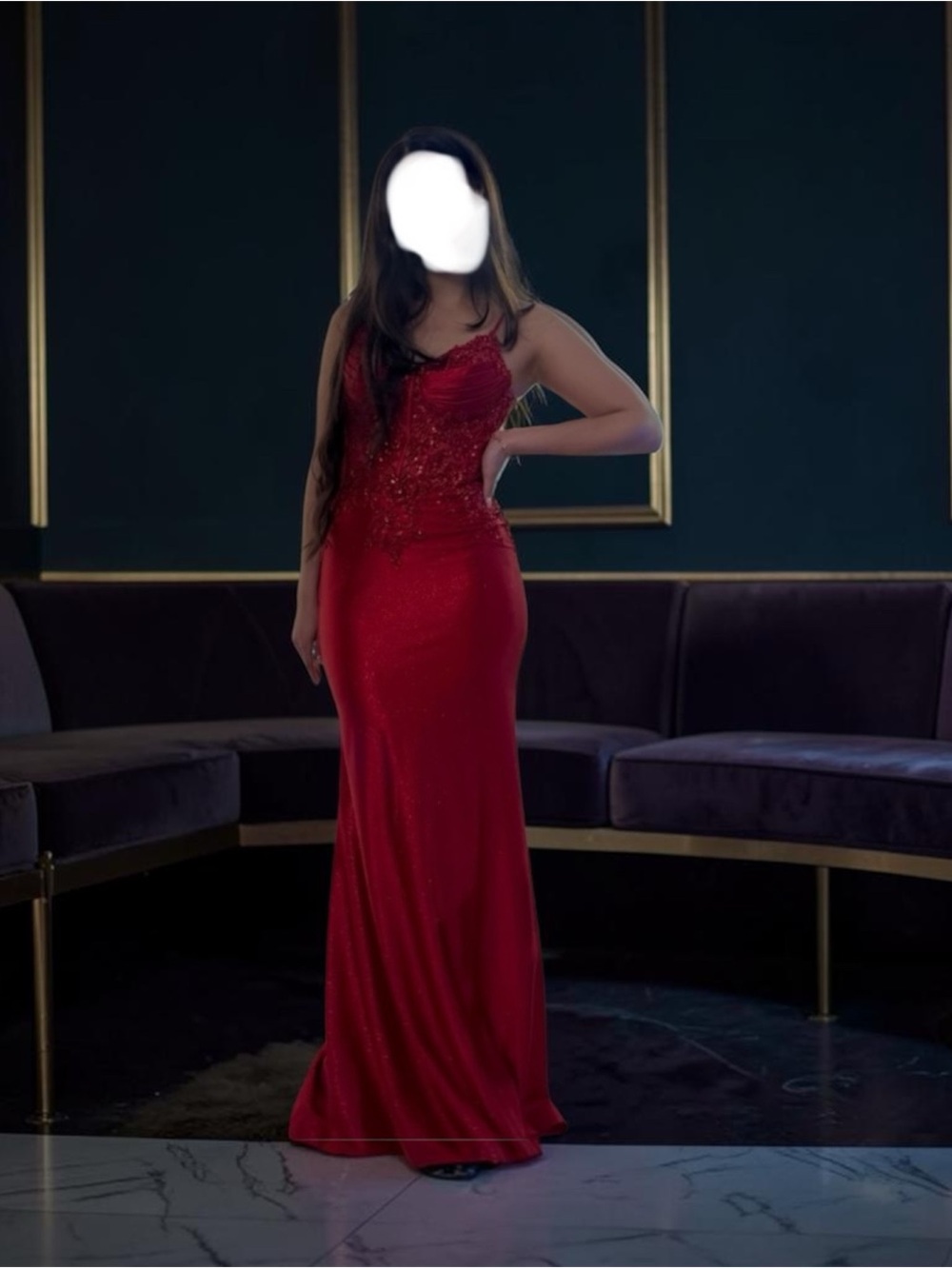 Elegant Red Lace Evening Dress